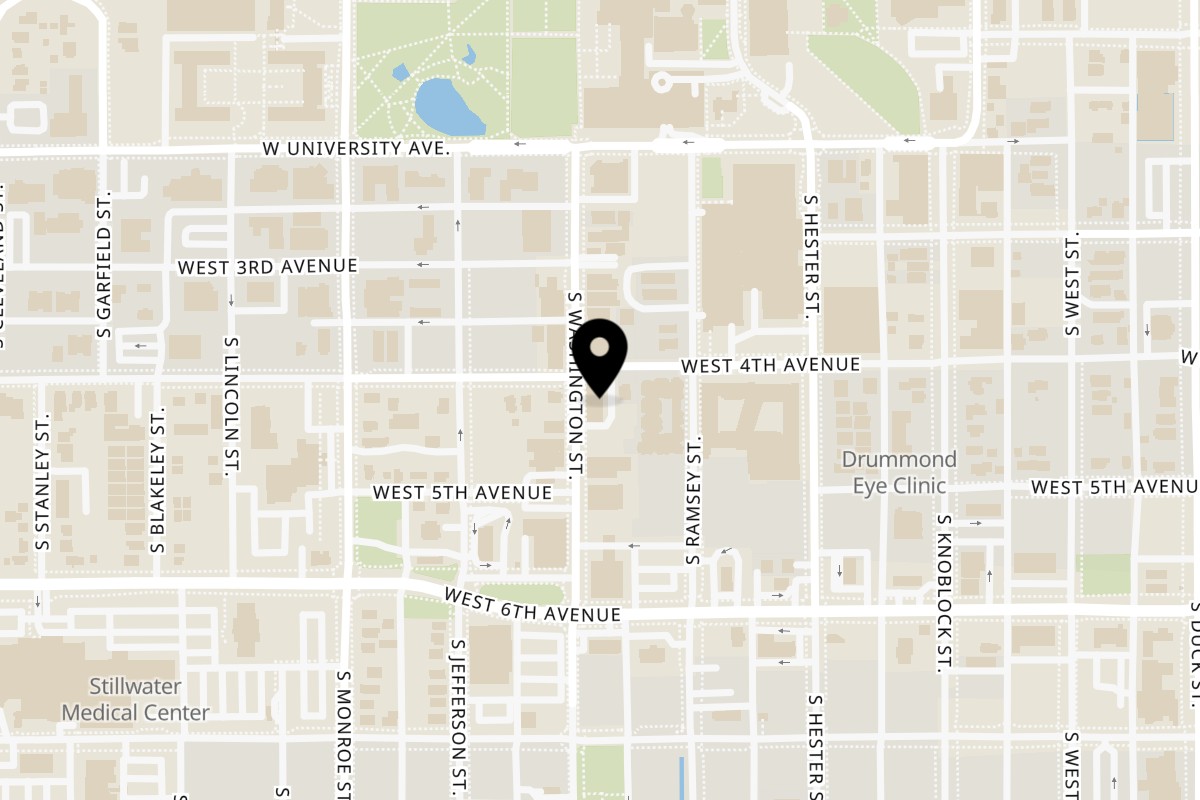 Map showing the location of Nooki on 405 s Washington in Stillwater